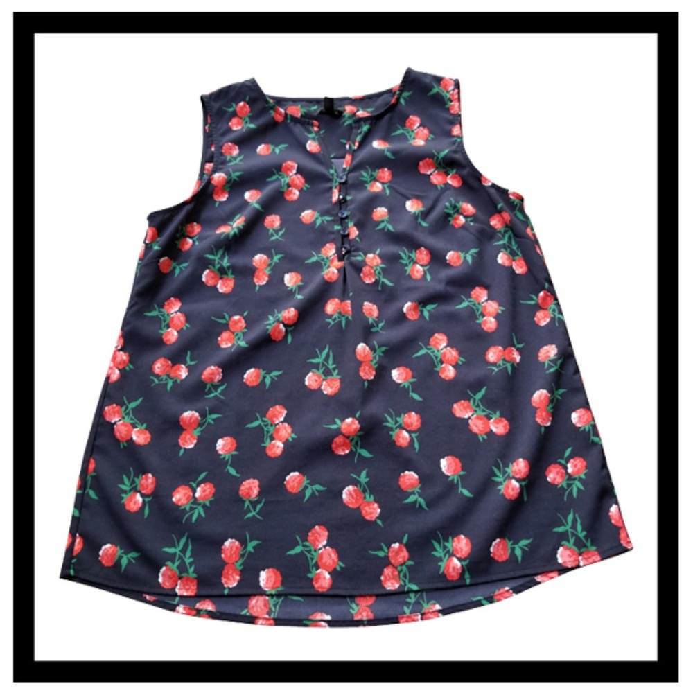 Floral Sleeveless tank top/Blue,Red,Green,White